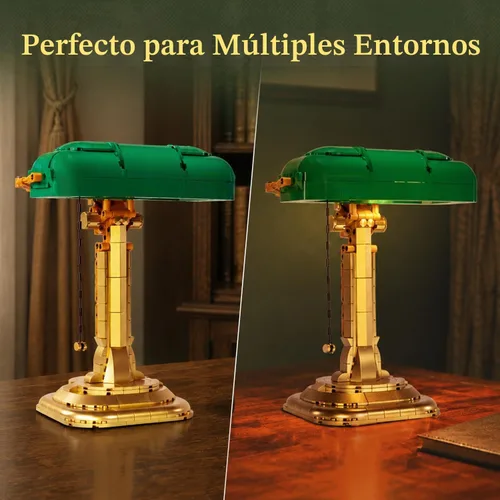Vista 6 de PANTASY Banker's Lamp Juego de construcción para adultos, modelo retro