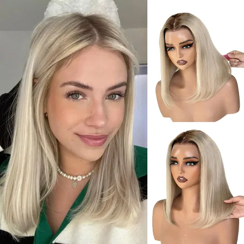 Vista 10 de Pelucas de cabello humano de 10 pulgadas