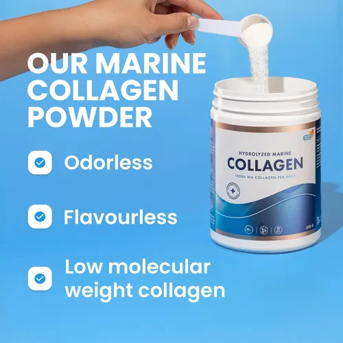 Vista 6 de Swedish Nutra - Polvo de colágeno 100% marino de 10.58 oz y 10.000 mg de colágeno marino hidrolizado Suplemento líquido Ácido hialurónico, biotina