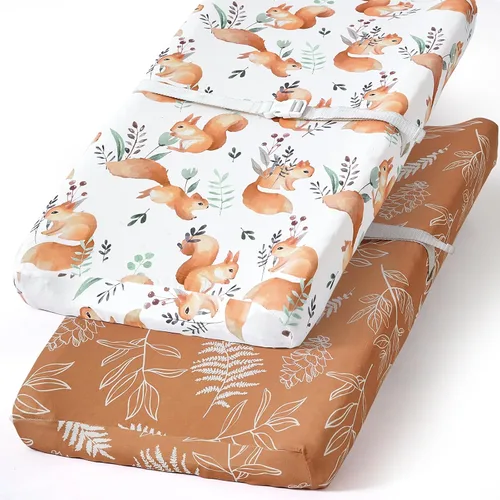 Vista 82 de Pack n Play Sheets BROLEX - Juego de 2 sábanas para cuna, juego de sábanas elásticas y portátiles para cuna, funda de colchón convertible