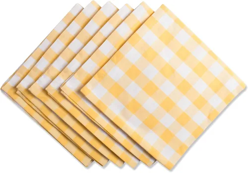 Vista 17 de DII Checkered Tabletop Collection 100% algodón, lavable a máquina, camino de mesa, 14x108, amarillo