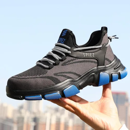 Vista 4 de SPIEZ Zapatos de seguridad unisex con punta de acero, tenis de trabajo a prueba de pinchazos para hombres y mujeres, cómodos zapatos de cojín