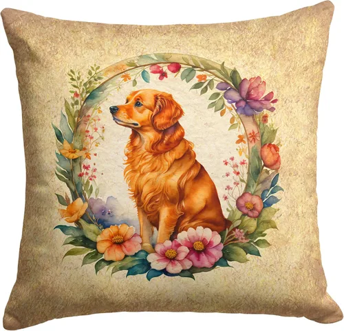 Vista 125 de Caroline's Treasures DAC2072PW1414 Affenpinscher and Flowers - Almohada decorativa de tela, lavable a máquina, para interiores y exteriores