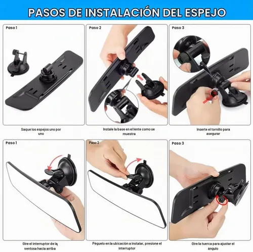 Vista 4 de Espejo retrovisor convexo de 12 pulgadas con ventosa, gran angular