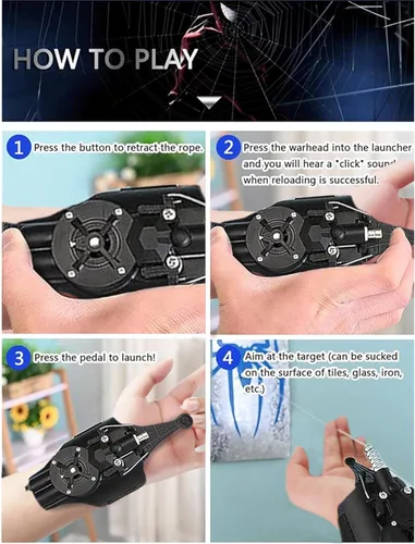 Vista 3 de SUIZU Web Shooters, lanzador de seda de araña para niños, carga USB, lanzador de cuerda, puede agarrar objetos pequeños