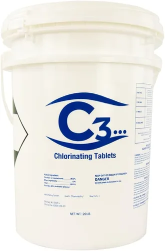 Vista 8 de C3... Tabletas de cloro estabilizado de 3" para piscinas Fácil de usar para piscinas sobre el suelo o enterradas Tabletas clorantes envueltas