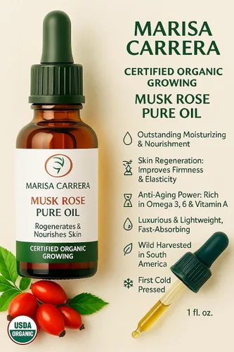 Vista 2 de Aceite de rosa mosqueta 100% orgánico certificado para cultivo/Aceite Puro De Rosa Mosqueta, 1.0 fl oz / 1 onza líquida cura, líneas finas