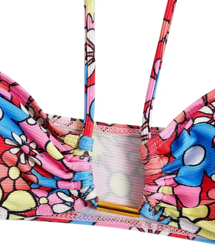 Vista 3 de WDIRARA Traje de baño de dos piezas con estampado floral para mujer