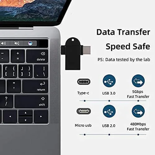Vista 2 de Adaptador USB C OTG, Micro USB 2 en 1 y convertidor tipo C a USB 3.0 con transferencia de datos de 5 Gbps para teléfonos Android, tabletas