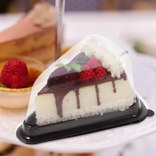 Vista 4 de KICHOUSE 10Pcs Triangle Plastic Mousse Box with Clear Lid Reusable Food Grade Cake Container for Sandwiches Desserts Cookies