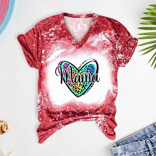 Vista 4 de SMIDOW Sublimation Blanks - Camiseta blanqueada para mujer, de verano, casual, ajuste holgado, manga corta, cuello en V, básica