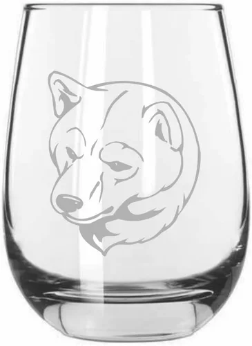 Vista 585 de Shar Pei (chino) - Vaso de vino sin tallo grabado para perro, 15.25 onzas