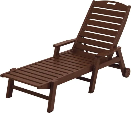 Vista 7 de POLYWOOD Tumbona blanca náutica HDPE con brazos y ruedas, silla de madera apilable para relajación al aire libre Blanco