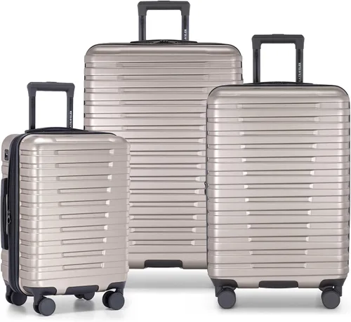 Vista 37 de U.S. Traveler Boren - Maleta de viaje extensible rígida con 8 ruedas giratorias, color negro, juego de 2 piezas