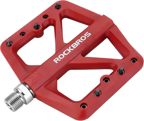 Vista 9 de ROCKBROS Pedales de bicicleta de montaña Pedales MTB Pedales ligeros de nailon compuesto Pedales planos de bicicleta 9/16 "DU Bearing Bike Pedales