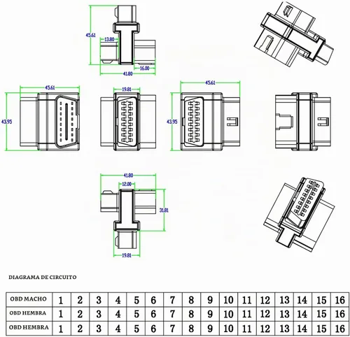 Vista 7 de iKKEGOL Cable divisor OBD2 de bolsillo, OBD II completo de 16 pines, 1 macho a doble hembra, 1 a 2 T, convertidor adaptador de extensión de 2 vías
