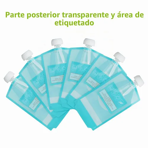 Vista 6 de Kirecoo Bolsas Reutilizables para Comida de Bebé - 12 Piezas de 7oz Bolsas Rellenables para Almacenamiento de Comida de Bebé, Exprime Puré
