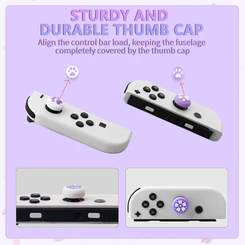 Vista 5 de HYPERCASE Purple Carrying Case for Nintendo Switch or OLED, Shockproof Protective Hard Shell Travel Case for Switch Console with Silicone Hand