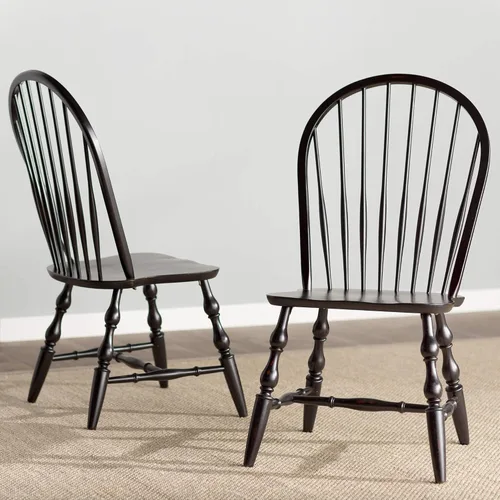Vista 2 de Sunset Trading Windsor - Juego de sillas de comedor, 41 pulgadas, color negro antiguo Negro (Antique Black)
