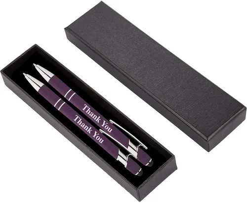 Vista 6 de Express Pencils Thank You - Juego de 2 bolígrafos de metal suave al tacto con caja de regalo, 2 en 1 combo de bolígrafos para eventos, apreciación