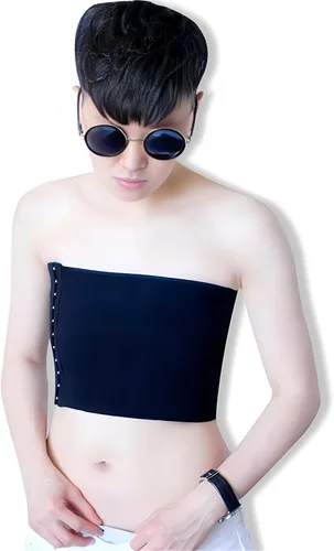 Vista 5 de Tomboy Trans Lesbiana sin tirantes Plus Size Chest Binder Top con banda elástica de 7.9 in
