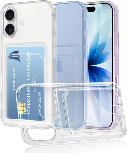 Vista 13 de Funda transparente compatible con iPhone 14 Pro con ranura para tarjetero, a prueba de golpes, funda protectora de silicona suave y delgada, funda