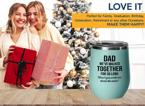 Vista 5 de Bride Proposal Teal Edition Vaso de vino de 12 onzas – Caminados juntos por tanto tiempo – Propuesta de regalo para papá, padrastro, abuelo, padre