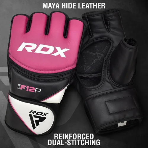 Vista 3 de RDX Guantes de MMA para mujer Grappling Artes Marciales Sparring Saco de boxeo Jaula Lucha Maya Hide Mitones de cuero Combate Training