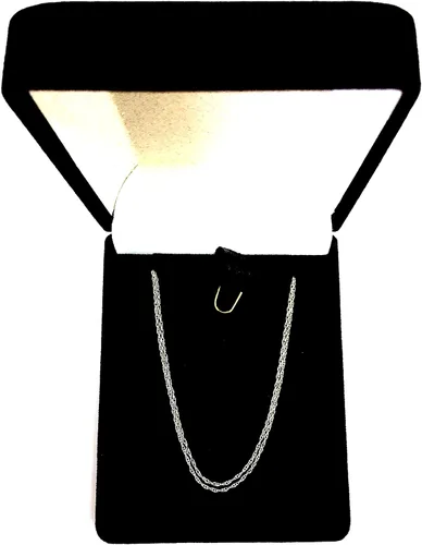 Vista 4 de Jewelry Affairs 10k White Gold Rope Chain Necklace, 0.5mm