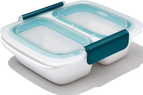 Vista 22 de OXO Good Grips Prep and Go - Recipiente dividido para 2 tazas, color azul océano