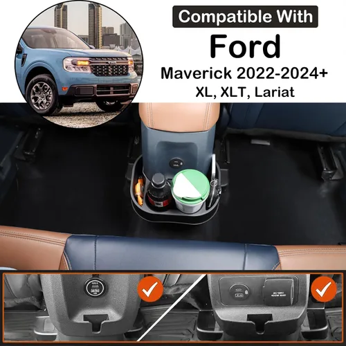 Vista 2 de Bandeja organizadora expansora para portavasos trasero de automóvil compatible con Ford Maverick 2022-2026, soporte de doble taza trasero