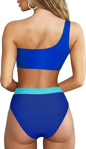 Vista 24 de MOOSLOVER Traje de baño de dos piezas con corte alto y cintura alta para mujer
