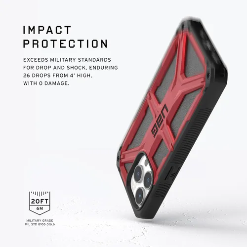 Vista 3 de URBAN ARMOR GEAR UAG Funda [versión actualizada] compatible con iPhone 15 Pro Max de 6.7 pulgadas, Monarch Crimson resistente, resistente grado