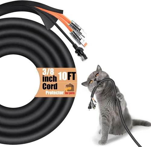 Vista 9 de Protectores de cable contra mascotas que no mastican, protectores de alambre de 1/2 pulgada y 10 pies para mascotas, fundas de cable para mascotas