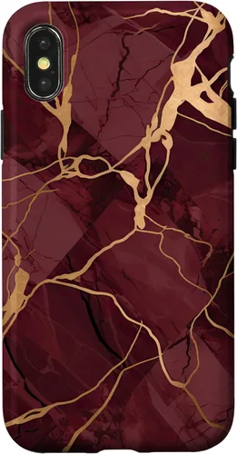 Vista 5 de iPhone 16 Burgundy and Yellow Metamorphic Pattern Case