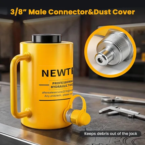 Vista 5 de NEWTRY Gato hidráulico hueco de 20 toneladas con cilindro de 2’’ de carrera Porta Power Ram de elevación industrial con retracción automática