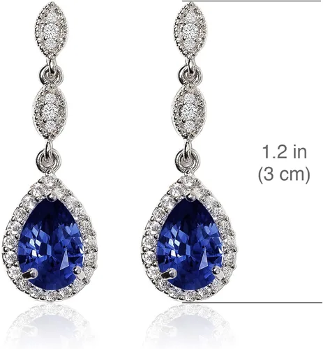 Vista 5 de A+O Elegantes pendientes de cristal de circonita cúbica en plata, oro, oro rosa