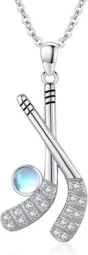 Vista 9 de Collar de Béisbol/Golf/Hockey/Tenis Plata de Ley 925 Piedra Lunar Pelota Colgante Deportivo Joyería Regalos de Graduación para Mujeres Novia Mamá