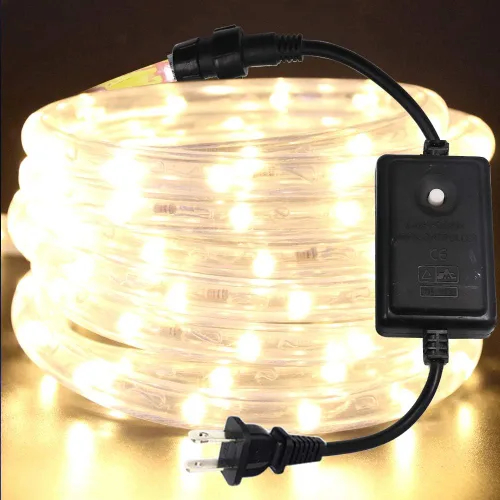 Vista 13 de Cuerda de luces LED, tira de luces LED de 1/2 pulgada, 50 pies/49.2 ft CA 110-130 V resistente al agua con 8 modos de parpadeo/desvanecimiento