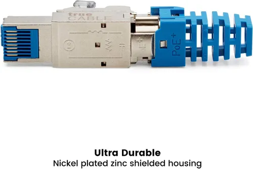 Vista 6 de TRUE CABLE Enchufe de terminación de campo sin herramientas Cat6A, STP blindado, PoE++ 4PPoE, sin herramientas, conector modular RJ45, 10Gb