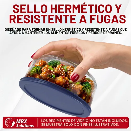 Vista 5 de Tapas de repuesto para recipientes de almacenamiento de alimentos de vidrio Pyrex, redondas (2) 7202-PC 1 taza (3) 7200-PC 2 tazas (2) 7201-PC 4