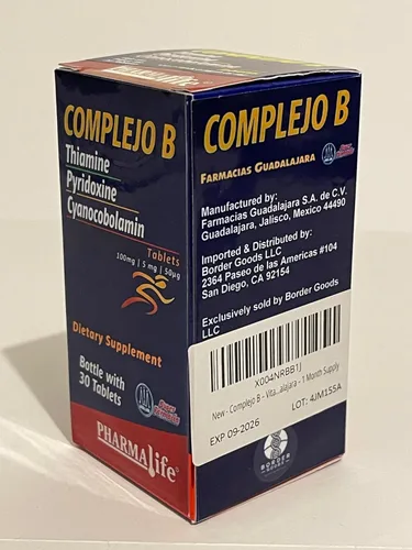 Vista 5 de Complejo B (complejo B) – Vitamina B1, B6, B12 tabletas – Suplemento dietético – 30 tabletas – 1 mes de suministro