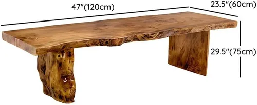 Vista 2 de LAKIQ Escritorio de madera maciza para oficina en casa, mesa rectangular para estación de trabajo, mesa rectangular rústica para sala de Mesa de 2