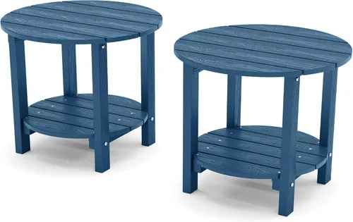 Vista 10 de YEFU Adirondack - Mesa auxiliar doble para exteriores, de 18 pulgadas, mesa auxiliar de madera de polietileno, resistente a la intemperie para Negro