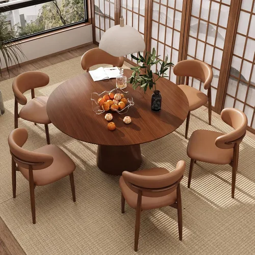 Vista 17 de Juego de 2 sillas de comedor para cocina, tapizadas, modernas, de cuero, original/beige