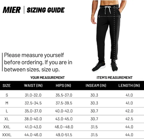Vista 7 de MIER Men's Cotton Joggers Athletic Sweatpants for Gym Workout Active Lounge Jersey Track Pants with Pockets, Elastic Waist