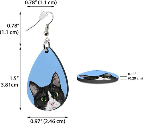 Vista 3 de WIRESTER 2 pares de aretes colgantes de gota de agua, accesorios de joyería de moda para niñas y mujeres, lindo animal, gato, perro, cerdo, rana