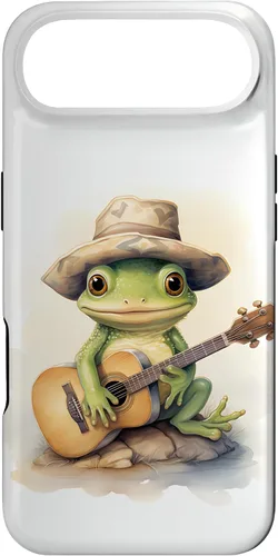 Vista 27 de Cute Little Green Frog Playing Guitar Case for iPhone 16