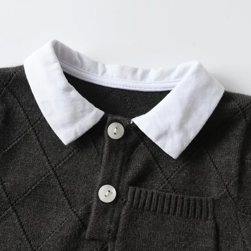Vista 4 de Auro Mesa Mameluco de punto con cuello de Peter Pan para bebé, ropa de una sola pieza, overol de ropa de bebé
