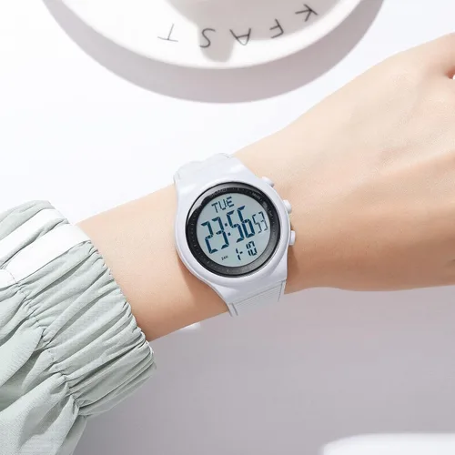 Vista 6 de CakCity Reloj digital para mujer, impermeable, cronómetro, relojes deportivos para hombres y mujeres, unisex, correa de goma para exteriores, reloj